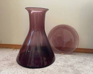 Purple Art Glass Vase  Platter