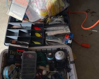 Tackle Box Full Of Lures Hooks Line Reels  More