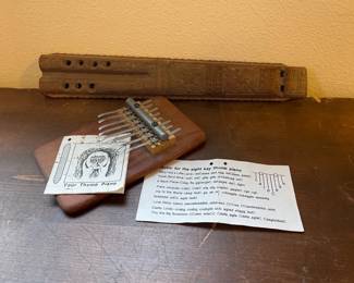 HandCarved Double Wooden Flute  Thumb Piano