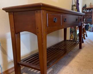 MissionStyle Wood Console Table With Three Drawers
