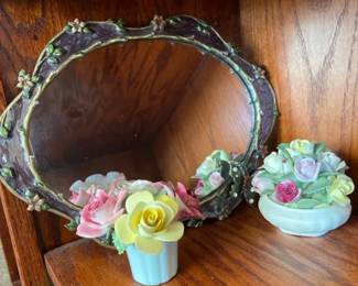 Porcelain Bone China Flowers With Decorative Mirror