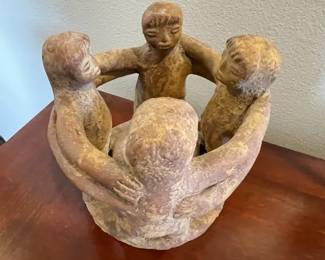 Mexican Clay Circle Of Friends Votive Candle Holder