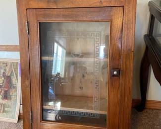 Vintage Wood Cabinet With Glass Door