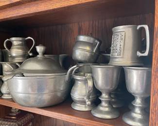 Pewter Drinkware Pitcher Serveware With Salt  Pepper Shakers