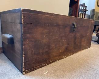 Dark Wood Storage Chest With Hinged Lid