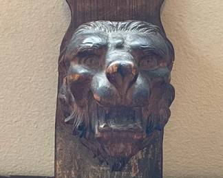 Hand Carved Wooden Lion Head Candle Holder By Artist John L Clarke