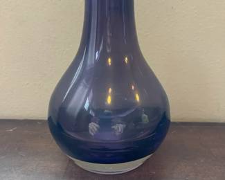 Purple Art Glass Bulb Vase Made In Krosno Poland