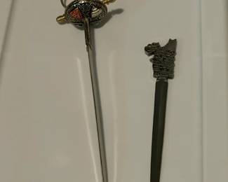 Toledo Miniature Sword Letter Opener Made In Spain  Metal Train Letter Opener