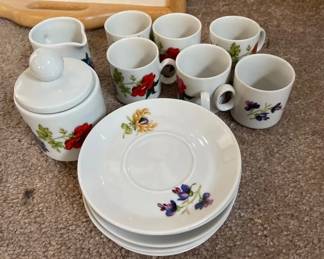 Winterling Schwarzenbach Bavaria Germany Tea Cups Saucers With Creamer  Sugar Dish