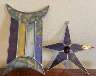 Two Stained Glass Hanging Art