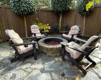 Four Black Muchenghy HDPE Folding Adirondack Chairs  Cushions