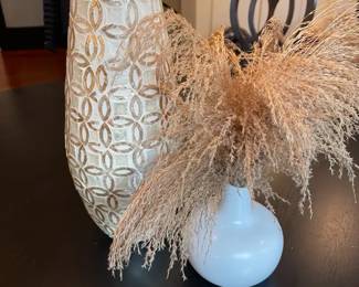 Gold  Cream Decorative Vase With Cream Vase  Feathers