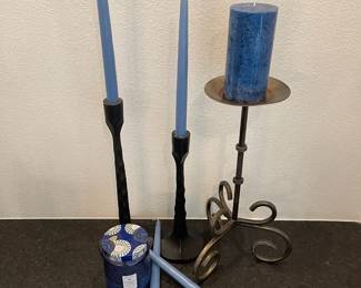 Pier 1 Tall Black Matte Metal Taper Candle Holders Wrought Iron Taper Stand  Voluspa Candle