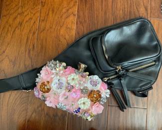 Flowery Handbag Faux Leather Bag