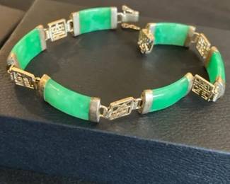 Jade And 925 Sterling Bracelet