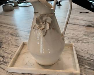 Italian Pitcher With Marble Tray