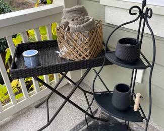3 Tier Plant Stand Wicker Table Blankets And More
