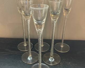 Vintage Bohemian Crystalex Air Twist Stemware Glasses