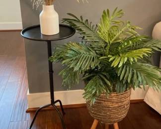 Side Table With Two Faux Plants