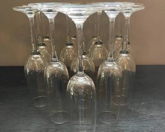 Three Waterford Crystal Flutes  Eleven Bormioli Rocco Flutes