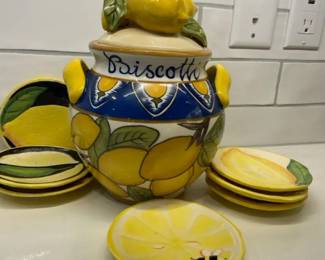 Heather Goldminc Blue Sky Biscotti Jar With Character Collectibles Diane Plates