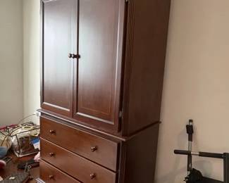 Two Piece Traditional Wooden Armoire Cherry Or Mahogany Finish