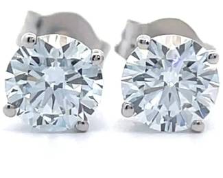1 Carat Diamond Round Solitaire Martini Stud Earrings in 14k White Gold