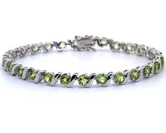 Natural Lemon-Lime Peridot S-Bar Link Tennis Bracelet