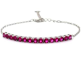 Ruby Half and Half Tennis Adjustable Cable Bracelet