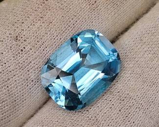 16.25 Carat Swiss Blue Topaz Cushion Cut