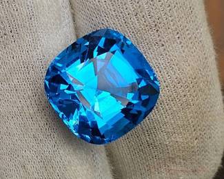 26.07 Carat Natural Electric Blue Topaz Cushion Cut