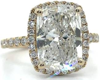 5.62 Carat Diamond Radiant Halo Ring in 14k Yellow Gold; $6,200 Retail w/ Report