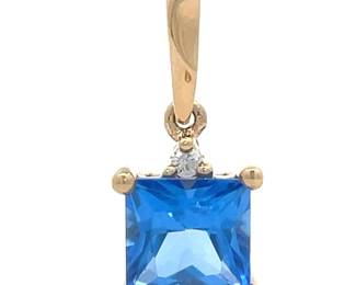 Johnny Wang Glacier Blue Topaz & Diamond Two-Stone Pendant in 14k Yellow Gold