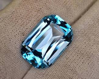 21.42 Carat Natural Swiss Blue Topaz Emerald Cut