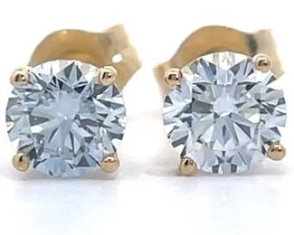 0.75 Carat Diamond Round Solitaire Stud Earrings in 14k Yellow Gold