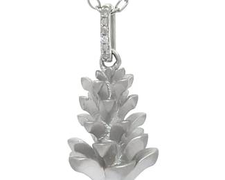 Natural Diamond Pinecone Pendant Necklace