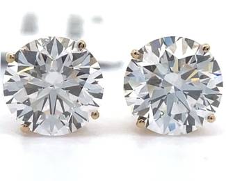4.10 Carat Diamond Solitaire Stud Earrings in 14k Yellow Gold