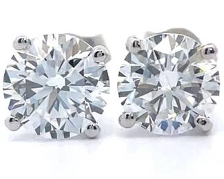 2 Carat Diamond Solitaire Four-Prong Martini Stud Earrings in 14k White Gold