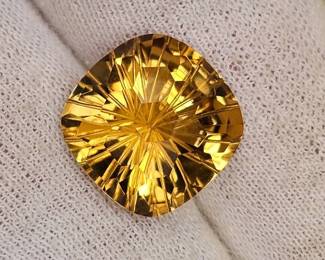 13.83 Carat Natural Golden Citrine Custom Starburst Fancy Cut