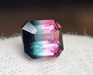 3.84 Carat Natural Watermelon Tourmaline Emerald Cut