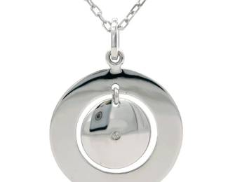 Natural Diamond Medallion Circle Concentric Halo Drop Pendant Necklace