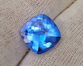 11.05 Carat Exclusive Johnny Wang Glacier Blue™ Topaz Cushion Cut