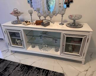 Lighted buffet or media cabinet measures 32 x 73 x 19