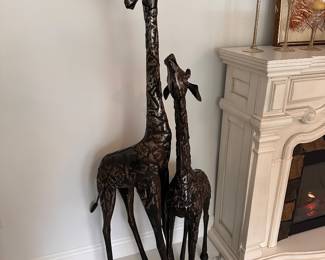 Pair of metal giraffes 64 tall