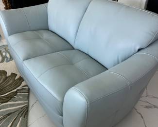 Coastal leather loveseat, and chair