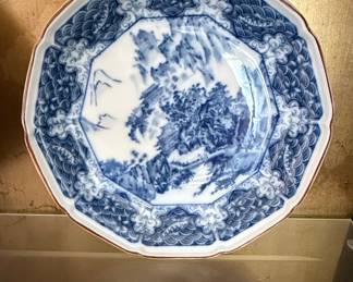 Arita Ware Blue and White Octagonal Porcelain Dish