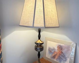 Mid-Century Hollywood Regency Mixed Metal Table Lamp