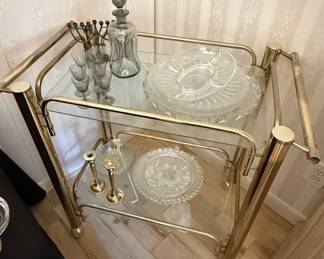 Mid-Century Modern Style Brass and Glass Bar Cart
