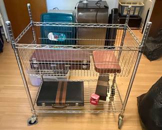 Chrome Wire Utility Cart with Casters