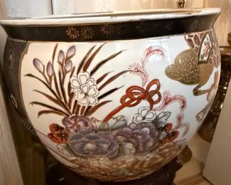 Japanese Imari Style Porcelain Fish Bowl Planter